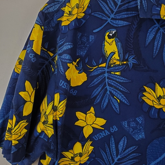 Symmetry USNA 68 Naval Academy Parrot  Tropical Bird Hawaiian Shirt Size XL Mens - Picture 11 of 12